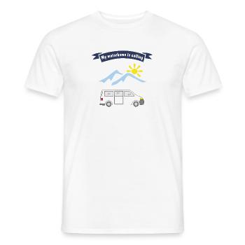 motorhome is calling - Men's T-Shirt - white - Front - AI Model Male 178 dark (178cm)