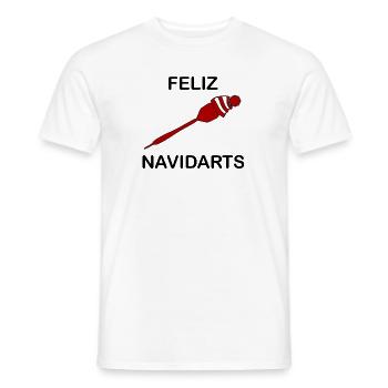 Feliz Navidart's Darts Pun Christmas Idea - Men's T-Shirt - white - Front - AI Model Male 178 dark (178cm)