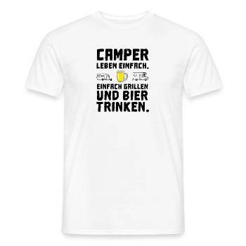 camper leben einfach grillen bier trinken - Männer T-Shirt - Weiß - Vorne - AI Model Male 178 dark (178cm)