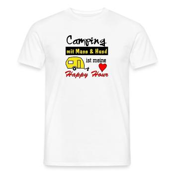 happy hour camping mit mann und hund - Männer T-Shirt - Weiß - Vorne - AI Model Male 178 dark (178cm)