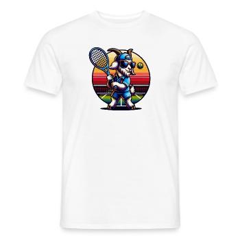 Conception de terrain de joueur de tennis de chèvre - T-shirt homme - blanc - Devant - AI Model Male 178 dark (178cm)