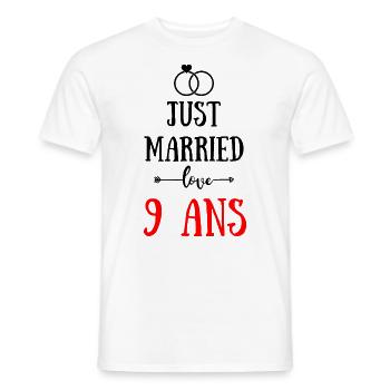 JUST MARRIED ANNIVERSAIRE DE MARIAGE 9 ANS - T-shirt homme - blanc - Devant - AI Model Male 178 dark (178cm)