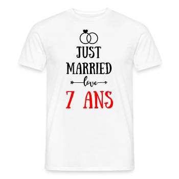 JUST MARRIED ANNIVERSAIRE DE MARIAGE 7 ANS - T-shirt homme - blanc - Devant - AI Model Male 178 dark (178cm)