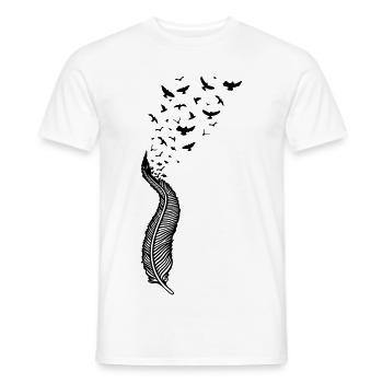 Plume et oiseaux - T-shirt homme - blanc - Devant - AI Model Male 178 dark (178cm)