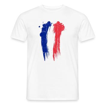 French Flag Brush Stroke - Men's T-Shirt - white - Front - AI Model Male 178 dark (178cm)