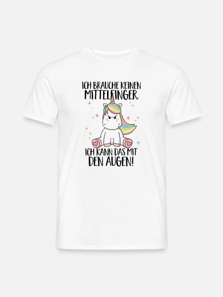 Einhorn Spruch - Brauche keinen Mittelfinger - Männer T-Shirt - Weiß