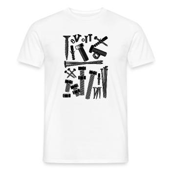 composition de vis, clous, boulons - T-shirt homme - blanc - Devant - AI Model Male 178 dark (178cm)