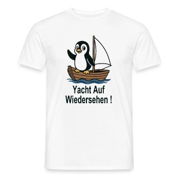 Penguin Sailing Dinghy Yacht Goodbye - Men's T-Shirt - white - Front - AI Model Male 178 dark (178cm)