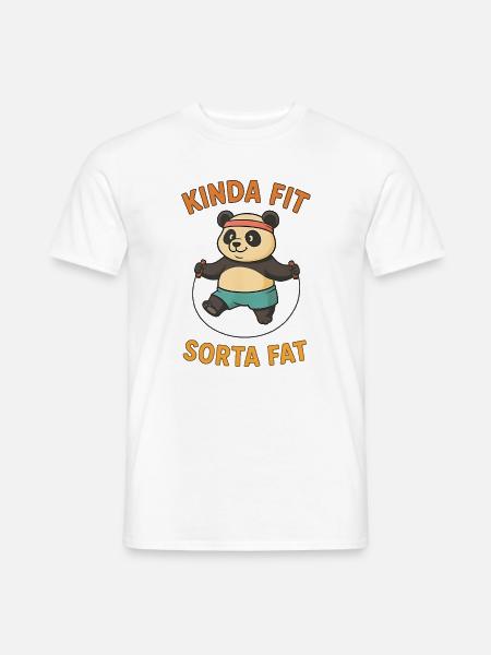 Kinda Fit Sorta Fat Funny Gym söpö virtahepo retro - Miesten T-paita - valkoinen