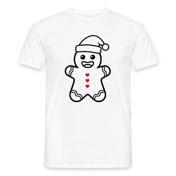 Bonhomme en pain d’épices sucré | Noël avec le cœur - T-shirt homme - blanc - Devant - AI Model Male 178 dark (178cm)