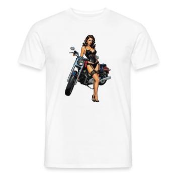 Mädchen mit Motorrad feststecken - Männer T-Shirt - Weiß - Vorne - AI Model Male 178 dark (178cm)