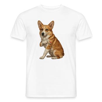 Corgi Love Dad Heart Tattoo - Men's T-Shirt - white - Front - AI Model Male 178 dark (178cm)
