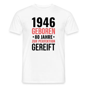 1946 Geboren – 80 jaar volwassenheid tot perfectie - Heren T-shirt - wit - Voor - AI Model Male 178 dark (178cm)