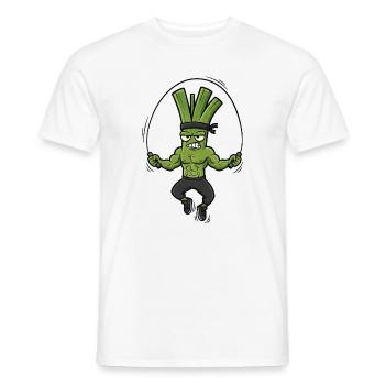 Fitness Jumping Rope Leek Onion Lover Sport - Men's T-Shirt - white - Front - AI Model Male 178 dark (178cm)