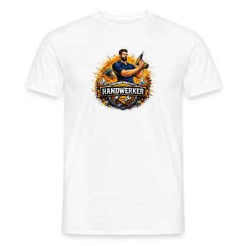 Logo Craftsman – Style de bande dessinée avec perceuse - T-shirt homme - blanc - Devant - AI Model Male 178 dark (178cm)