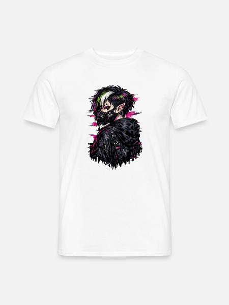 Anime Punk Girl – Dark Youth Stil - Männer T-Shirt - Weiß