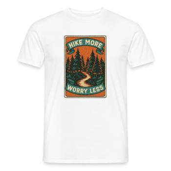 Hike More Worry Less - Men's T-Shirt - white - Front - AI Model Male 178 dark (178cm)