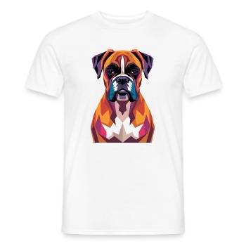 Chien boxer géométrique coloré - T-shirt homme - blanc - Devant - AI Model Male 178 dark (178cm)