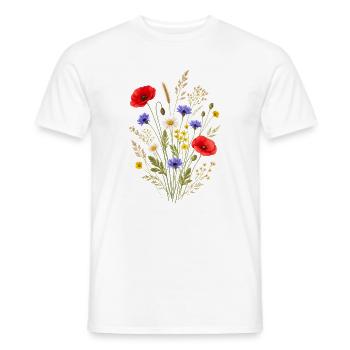 Bunter Wildblumenstrauß Natur Floral Design - Männer T-Shirt - Weiß - Vorne - AI Model Male 178 dark (178cm)