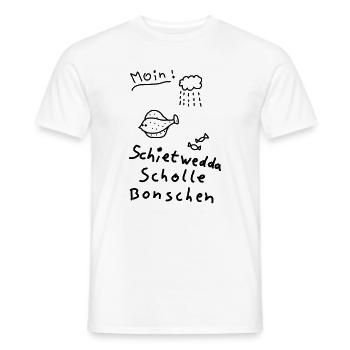 Typisch Nordisch Plattdeutsch Moin Scholle Bonsche - Männer T-Shirt - Weiß - Vorne - AI Model Male 178 dark (178cm)