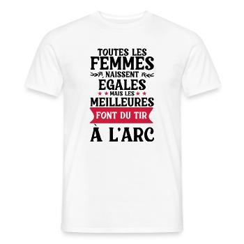 faire du tir à l arc / femme et tir à l'arc - T-shirt homme - blanc - Devant - AI Model Male 178 dark (178cm)