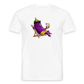 Aubergine im Urlaub in der Sonne - Männer T-Shirt - Weiß - Vorne - AI Model Male 178 dark (178cm)