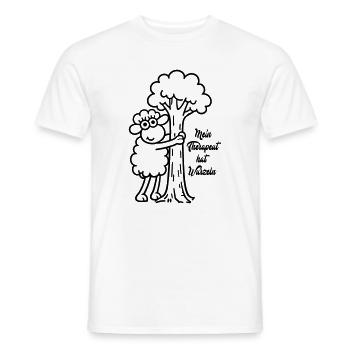 Schaf umarmt Baum – Waldidylle - Männer T-Shirt - Weiß - Vorne - AI Model Male 178 dark (178cm)