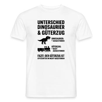 Unterschied Dinosaurier & Güterzug – Lustiges Meme - Männer T-Shirt - Weiß - Vorne - AI Model Male 178 dark (178cm)