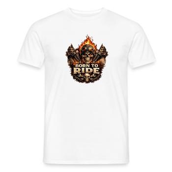 Born to Ride Skull Moto Flame - Men's T-Shirt - white - Front - AI Model Male 178 dark (178cm)