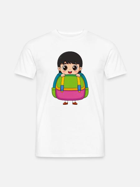 Einschulung Mädchen mit Schulranzen – Schulanfang - Männer T-Shirt - Weiß