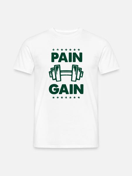 hantel_pain_gain - Männer T-Shirt - Weiß