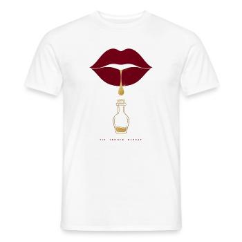 Verführerischer Kussmund Spruch Shirt "Sip. Seduce - Männer T-Shirt - Weiß - Vorne - AI Model Male 178 dark (178cm)