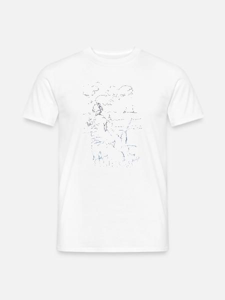 Lustige Skizze mit Möwe von Jörg Langhans - Männer T-Shirt - Weiß