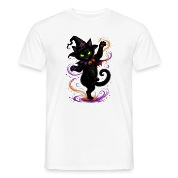 Halloween black cat dancing - Männer T-Shirt - Weiß - Vorne - AI Model Male 178 dark (178cm)