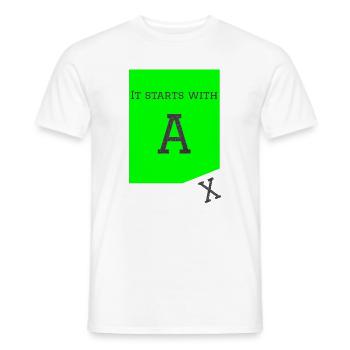 Es beginnt mit einem Neon - Männer T-Shirt - Weiß - Vorne - AI Model Male 178 dark (178cm)