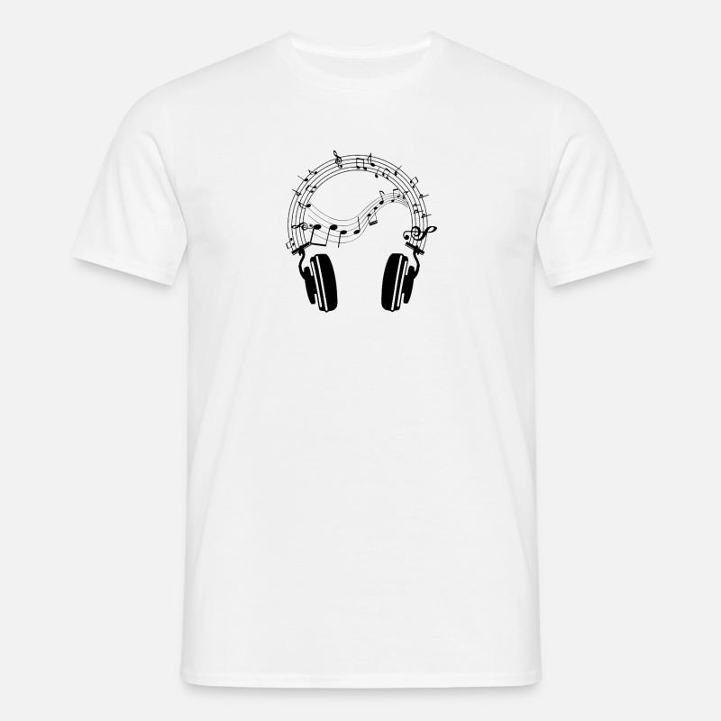 Beats & Notes: Kopfhörer-Design - Männer T-Shirt - Weiß