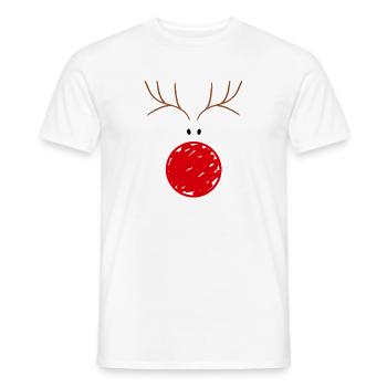 Reindeer Red Nose Gift Funny Christmas - Men's T-Shirt - white - Front - AI Model Male 178 dark (178cm)