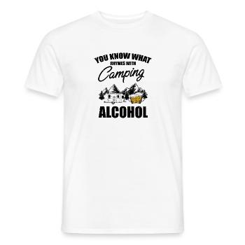 Neuheit kennen Reime mit Camping Alkohol trinken - Männer T-Shirt - Weiß - Vorne - AI Model Male 178 dark (178cm)