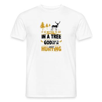 Novelty Sit At Tree Thinking About God Religious - Men's T-Shirt - white - Front - AI Model Male 178 dark (178cm)