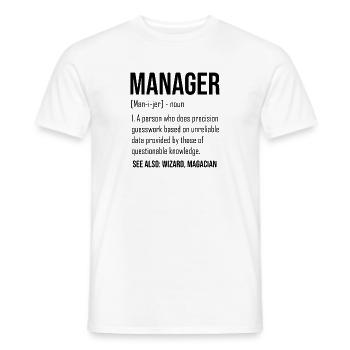 Humorous Manager Supervisor Administrator - Men's T-Shirt - white - Front - AI Model Male 178 dark (178cm)