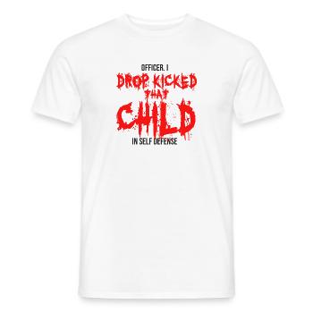Drôle d’officier a donné un coup de pied à cet enfant sarcastique agacé - T-shirt homme - blanc - Devant - AI Model Male 178 dark (178cm)