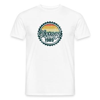 Vintage Thirties Birthday Distressed Illustration - Men's T-Shirt - white - Front - AI Model Male 178 dark (178cm)