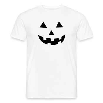 Humorous Pumpkins Illustration Tricks Treats - Men's T-Shirt - white - Front - AI Model Male 178 dark (178cm)