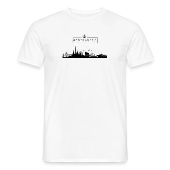 Skyline de la ville hanséatique de Hambourg | Bloqué | HH - T-shirt homme - blanc - Devant - AI Model Male 178 dark (178cm)