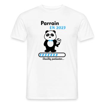 Parrain en 2023, annonce grossesse, parrain, bébé - T-shirt homme - blanc - Devant - AI Model Male 178 dark (178cm)