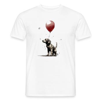 Cute dog with red balloon graffity - Men's T-Shirt - white - Front - AI Model Male 178 dark (178cm)