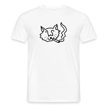 Smoking Cat - Line - Men's T-Shirt - white - Front - AI Model Male 178 dark (178cm)