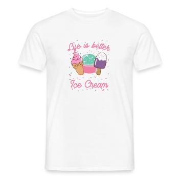 Das Leben ist besser mit Eis Eiscreme Geschenk - Männer T-Shirt - Weiß - Vorne - AI Model Male 178 dark (178cm)