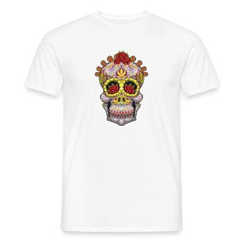 Sugar Skull Tag der Toten Halloween - Männer T-Shirt - Weiß - Vorne - AI Model Male 178 dark (178cm)