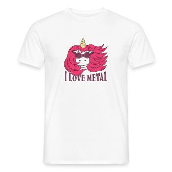Einhorn i Love Metal Heavy Metal Metaller Geschenk - Männer T-Shirt - Weiß - Vorne - AI Model Male 178 dark (178cm)